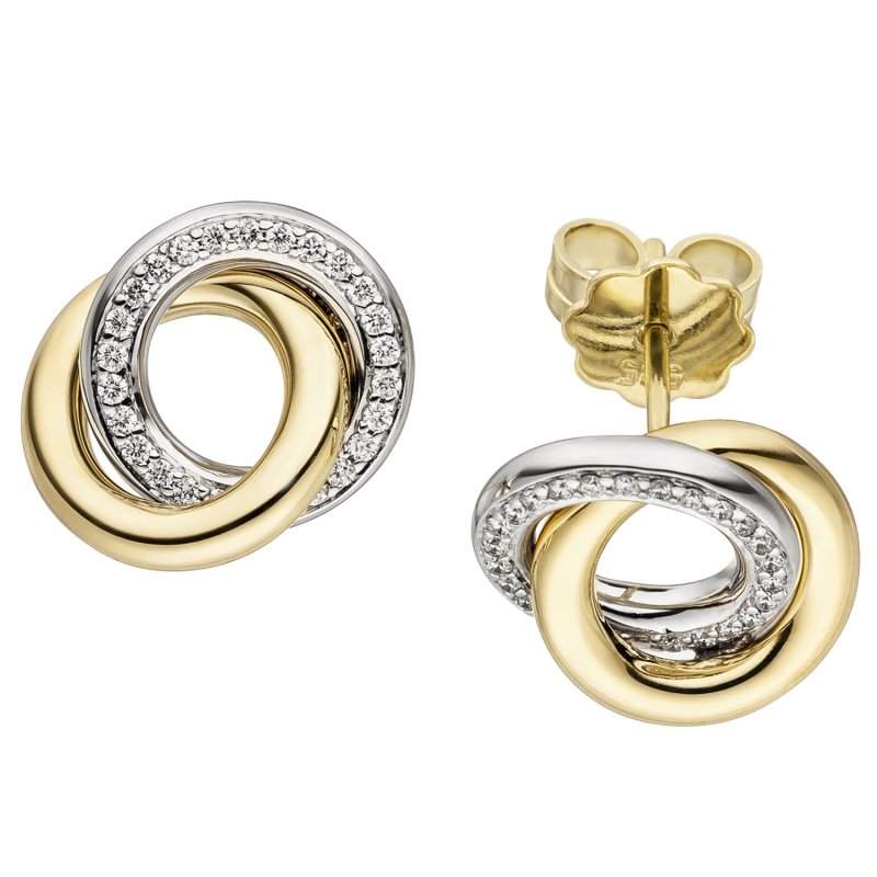 JOBO Ohrstecker 585 Gold Gelbgold Wei�gold bicolor 48 Diamanten Brillanten Ohrringe