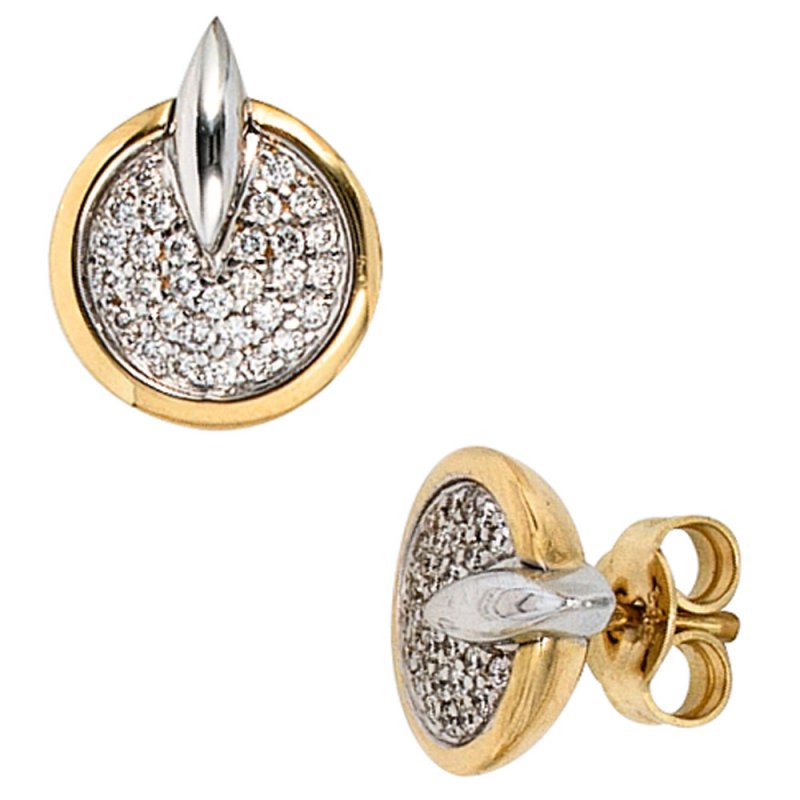 JOBO Ohrstecker 585 Gold Gelbgold Wei�gold bicolor 60 Diamanten Brillanten Ohrringe
