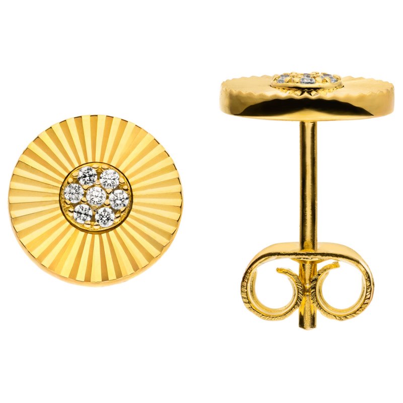 JOBO Ohrstecker 925 Silber gold vergoldet 14 Zirkonia Ohrringe Silberohrringe
