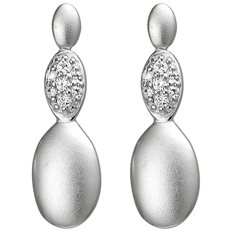 JOBO Ohrstecker 925 Sterling Silber matt 14 Zirkonia Ohrringe Silberohrringe