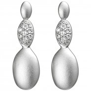 JOBO Ohrstecker 925 Sterling Silber matt 14 Zirkonia Ohrringe Silberohrringe