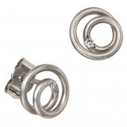JOBO Ohrstecker 950 Platin matt 2 Diamanten Brillanten Ohrringe Platinohrringe