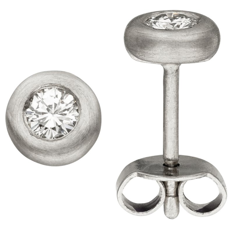JOBO Ohrstecker 950 Platin matt 2 Diamanten Brillanten Ohrringe Platinohrringe