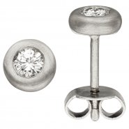 JOBO Ohrstecker 950 Platin matt 2 Diamanten Brillanten Ohrringe Platinohrringe