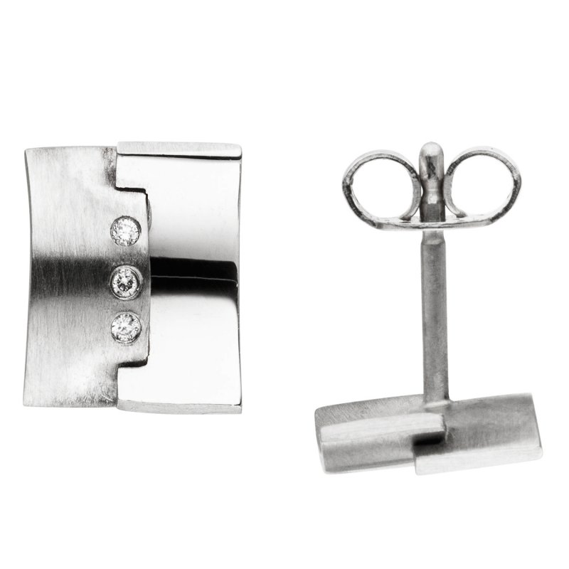 JOBO Ohrstecker 950 Platin teil matt 6 Diamanten Brillanten