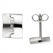 JOBO Ohrstecker 950 Platin teil matt 6 Diamanten Brillanten