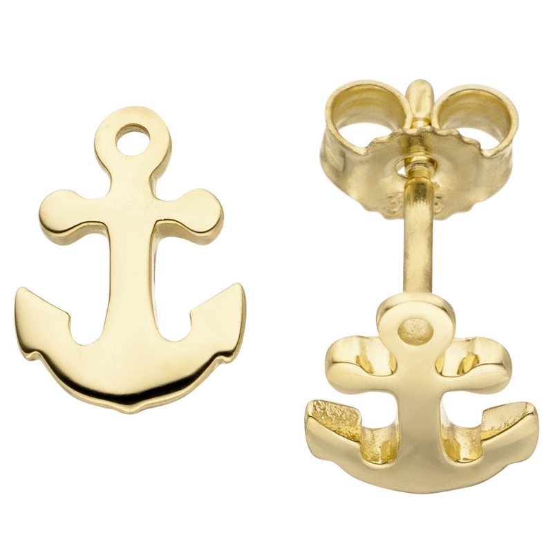 JOBO Ohrstecker Anker 375 Gold Gelbgold Ohrringe Goldohrringe Ankerohrstecker