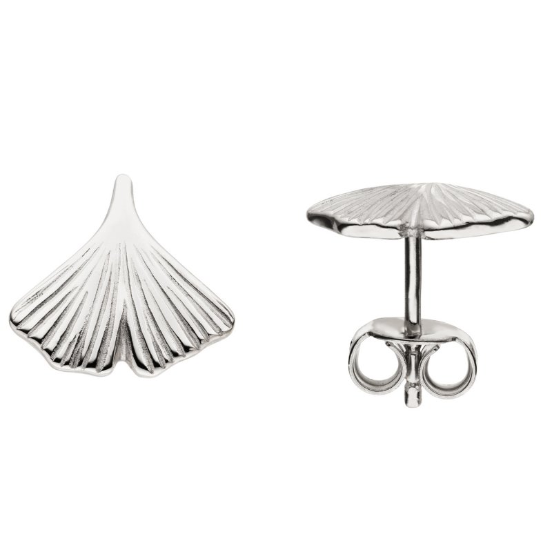 JOBO Ohrstecker Ginkgo 925 Sterling Silber mattiert Ohrringe Silberohrringe