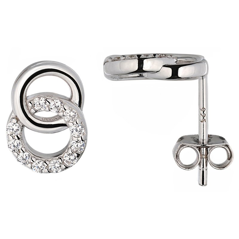 JOBO Ohrstecker Kreise 925 Sterling Silber 22 Zirkonia