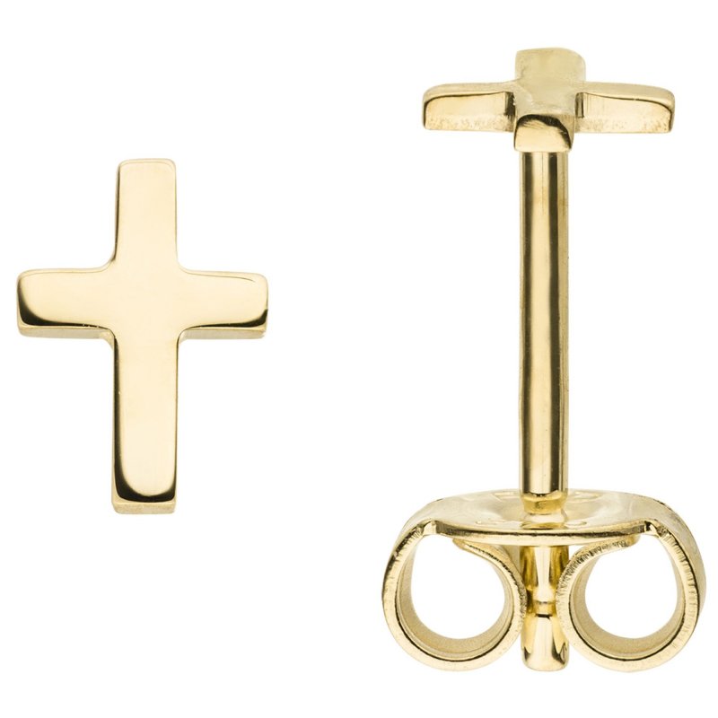 JOBO Ohrstecker Kreuz 375 Gold Gelbgold Ohrringe