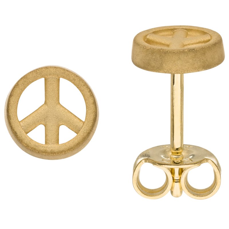 JOBO Ohrstecker Peace 375 Gold Gelbgold mattiert Ohrringe
