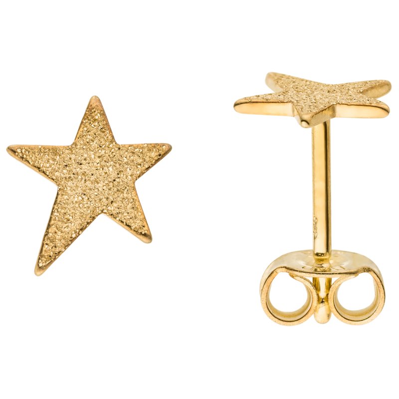 JOBO Ohrstecker Stern 375 Gold Gelbgold glitzernd Ohrringe