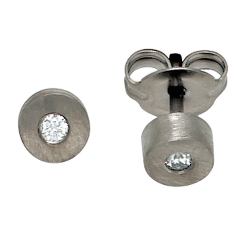 JOBO Ohrstecker Titan matt 2 Diamanten Brillanten 0,06ct. Ohrringe
