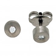JOBO Ohrstecker Titan matt 2 Diamanten Brillanten 0,06ct. Ohrringe