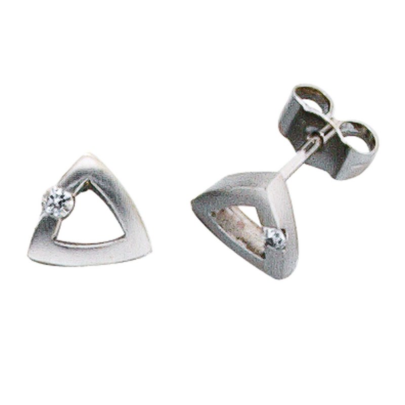 JOBO Ohrstecker dreieckig 950 Platin mattiert 2 Diamanten Brillanten Ohrringe