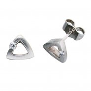 JOBO Ohrstecker dreieckig 950 Platin mattiert 2 Diamanten Brillanten Ohrringe