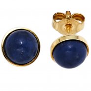 JOBO Ohrstecker rund 333 Gold Gelbgold 2 Lapislazuli blau Ohrringe Goldohrstecker