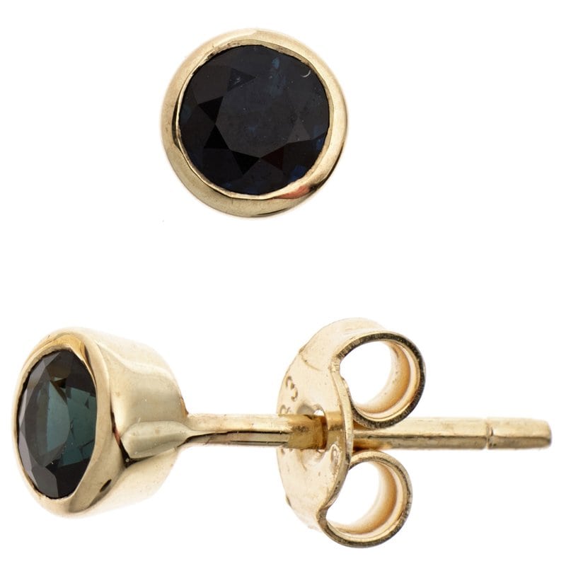 JOBO Ohrstecker rund 333 Gold Gelbgold 2 Saphire blau Ohrringe Goldohrstecker