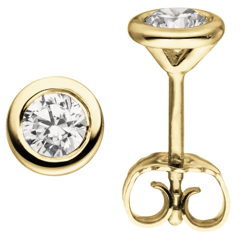 JOBO Ohrstecker rund 585 Gold Gelbgold 2 Diamanten Brillanten 0,50 ct. Ohrringe
