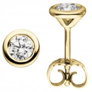 JOBO Ohrstecker rund 585 Gold Gelbgold 2 Diamanten Brillanten 0,50 ct. Ohrringe