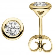 JOBO Ohrstecker rund 585 Gold Gelbgold 2 Diamanten Brillanten 0,74 ct. Ohrringe