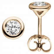 JOBO Ohrstecker rund 585 Gold Rotgold 2 Diamanten Brillanten 0,50 ct. Ohrringe