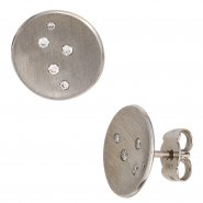 JOBO Ohrstecker rund 950 Platin matt 10 Diamanten Brillanten Ohrringe Platinohrringe
