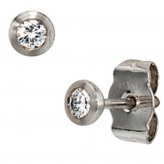 JOBO Ohrstecker rund 950 Platin matt 2 Diamanten Brillanten Ohrringe Platinohrringe