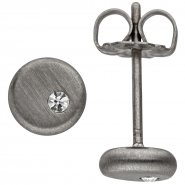 JOBO Ohrstecker rund aus Titan matt mit Kristallsteinen Titanohrstecker 5,8 mm
