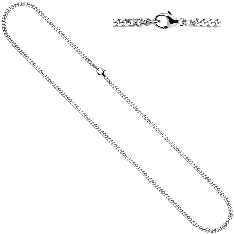 JOBO Panzerkette 585 Wei�gold massiv 3,3 mm 50 cm Gold Kette Halskette Wei�goldkette