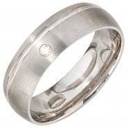 JOBO Partner Ring 925 Sterling Silber rhodiniert mattiert 1 Zirkonia Silberring