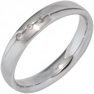 JOBO Partner Ring 925 Sterling Silber rhodiniert mattiert 3 Zirkonia Silberring