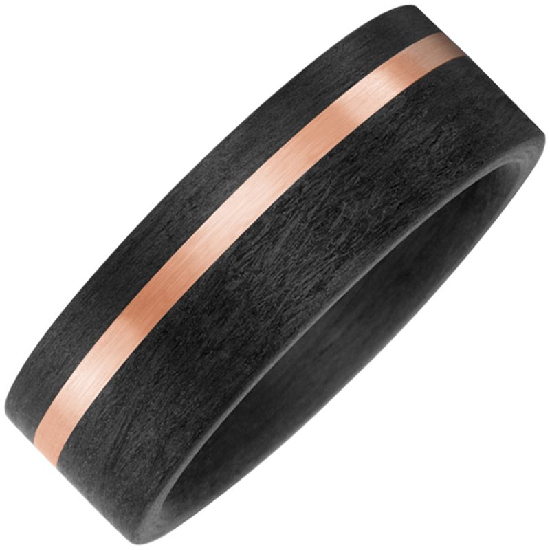 JOBO Partner Ring Carbon mit 585 Gold Rotgold matt Partnerring bicolor