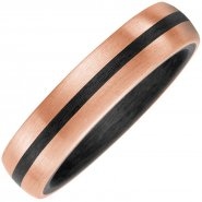 JOBO Partner Ring Carbon mit 585 Gold Rotgold matt Partnerring