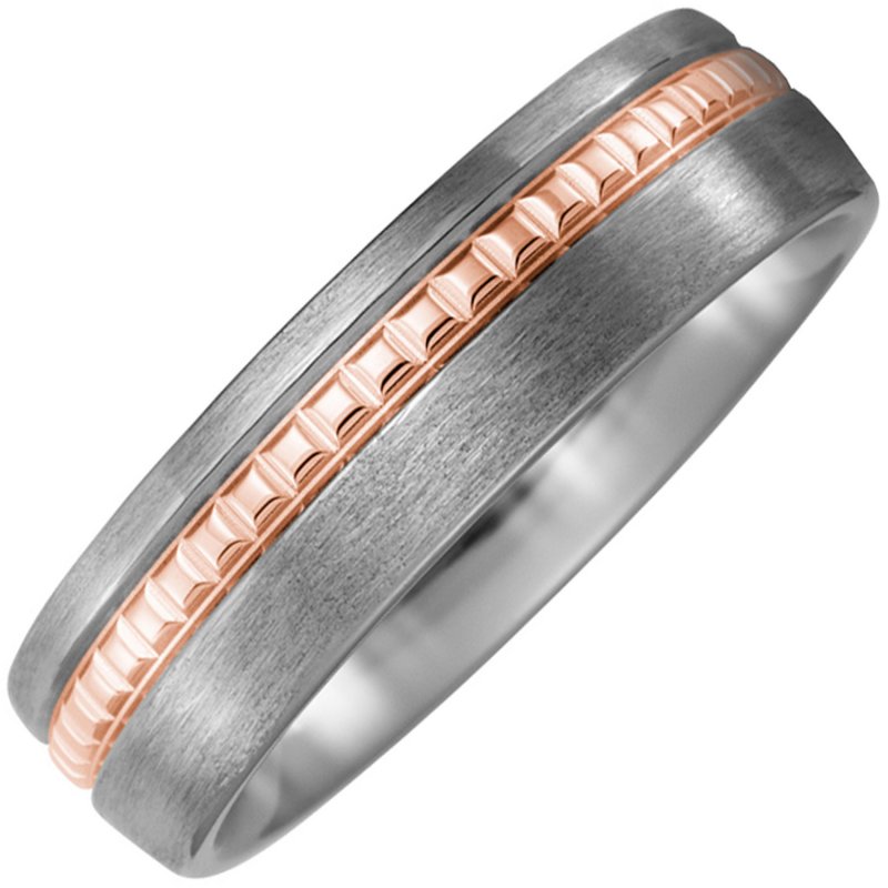 JOBO Partner Ring Titan matt mit 750 Rotgold Partnerring
