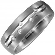 JOBO Partner Ring Titan teil matt 5 Diamanten Brillanten 0,05ct. Partnerring