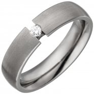 JOBO Partner Ring aus Titan 1 Diamant Brillant 0,05ct. Partnerring Titanring matt