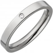 JOBO Partner Ring schmal aus Titan 1 Diamant Brillant Partnerring Titanring
