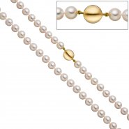 JOBO Perlenkette aus Akoya Perlen 45 cm Schlie�e 925 Silber gold vergoldet matt