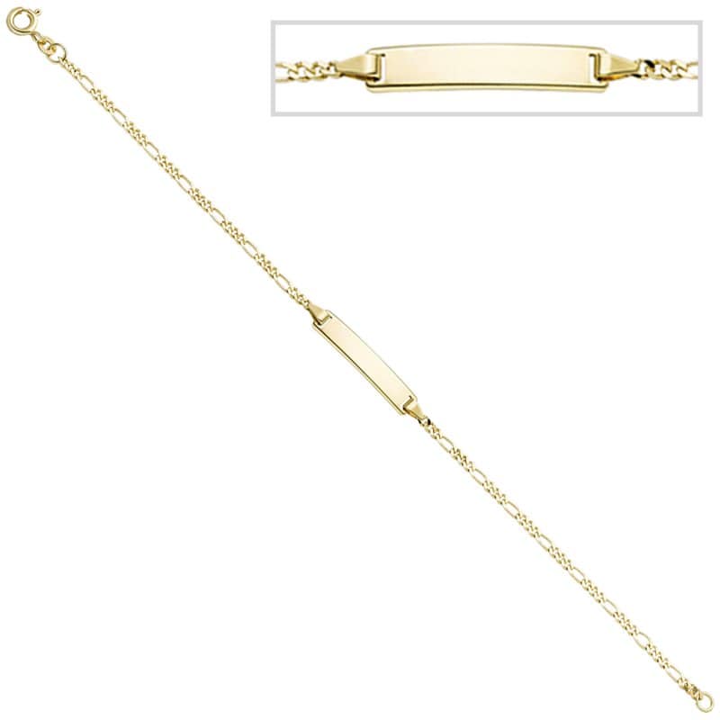JOBO Schildband 333 Gold Gelbgold 18,5 cm Gravur ID Armband Federring