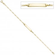 JOBO Schildband 333 Gold Gelbgold 18,5 cm Gravur ID Armband Federring