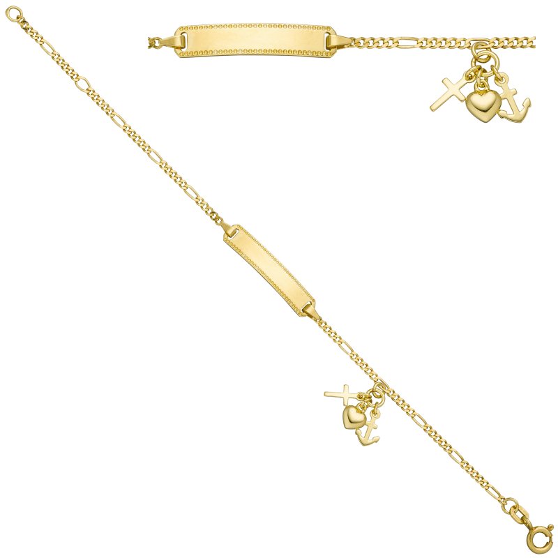 JOBO Schildband 925 Silber gold vergoldet diamantiert 16 cm Armband