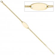 JOBO Schildband 925 Sterling Silber gold vergoldet 19 cm Gravur ID Armband Karabiner