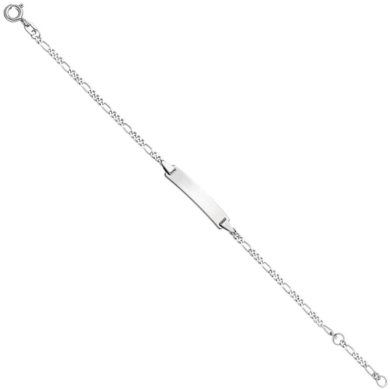 JOBO Schildband 925 Sterling Silber rhodiniert 16 cm Gravur ID Armband Federring