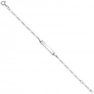 JOBO Schildband 925 Sterling Silber rhodiniert 16 cm Gravur ID Armband Federring