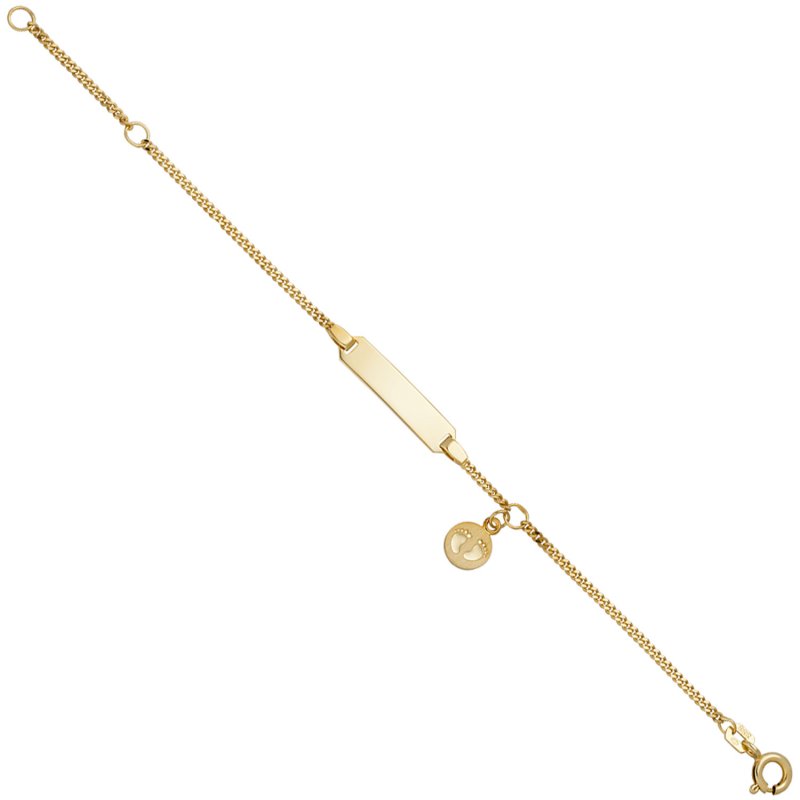 JOBO Schildband Babyf��e 333 Gold Gelbgold 14 cm Kinder Gravur ID Armband