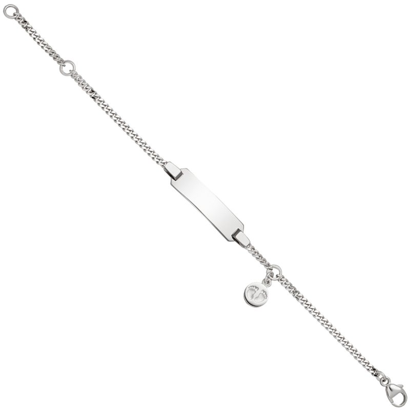 JOBO Schildband Babyf��e 925 Sterling Silber 14 cm Kinder Gravur ID Armband