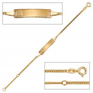 JOBO Schildband Engel 333 Gold Gelbgold 14 cm Gravur ID Armband Schutzengel Federring