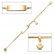 JOBO Schildband Engel 585 Gold Gelbgold 14 cm Gravur ID Armband Schutzengel Karabiner