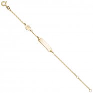JOBO Schildband Engel 585 Gold Gelbgold mattiert 14 cm Gravur ID Armband Federring